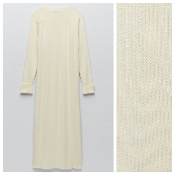 NWT. Zara Light Yellow Long Knit Viscose Blend Cardigan. Size M. - Picture 6 of 10